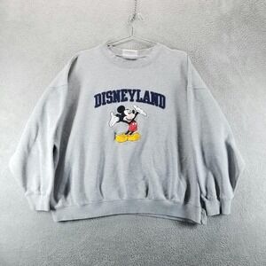 Disneyland Sweatshirt Mens 3XL Gray Fleece Pullover Crewneck Mickey Mouse